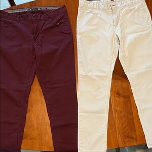 Burgundy and White Chino Pants Bundle